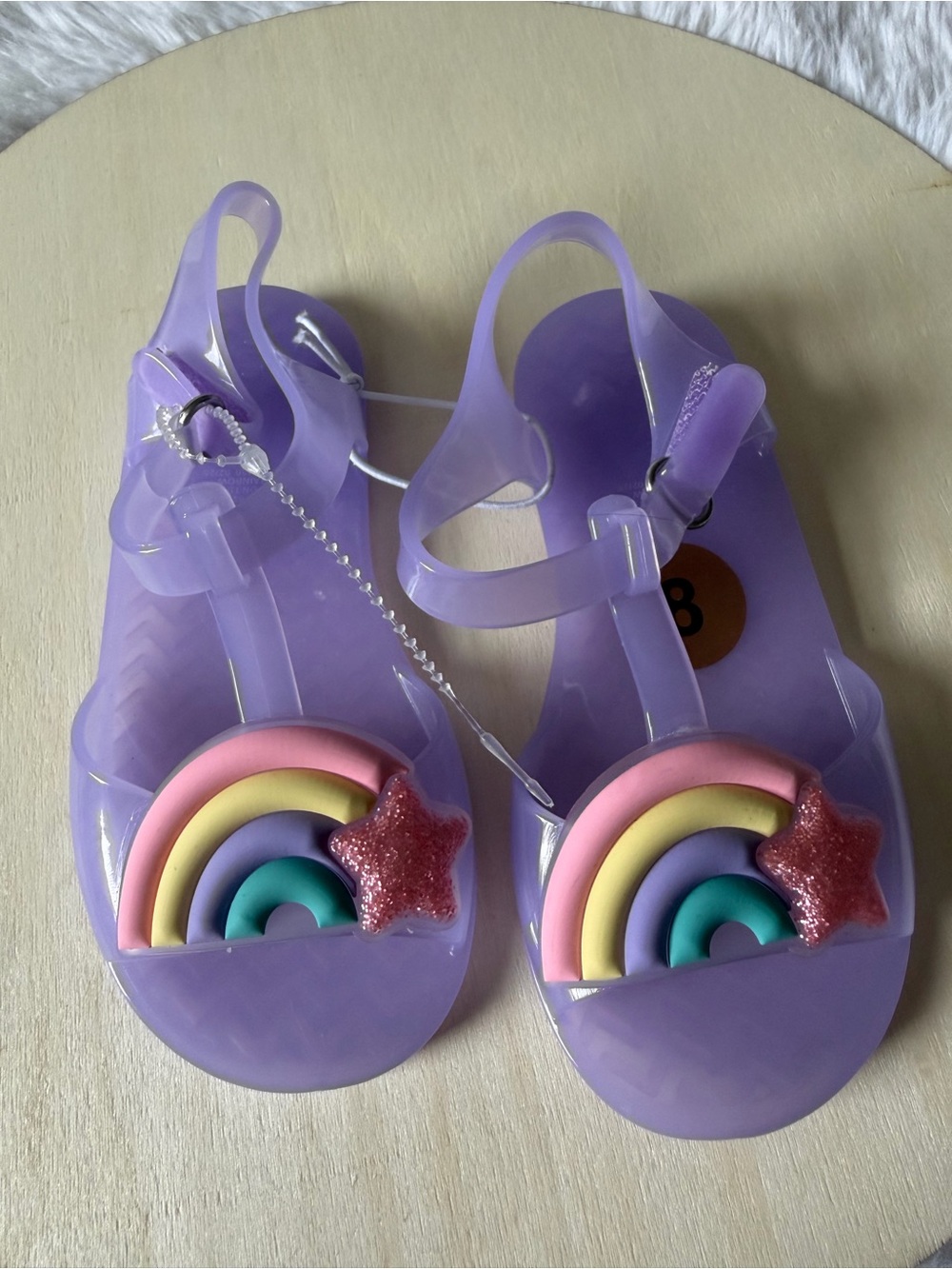 Old Navy Lavender Jelly Sandals with Rainbow & Glitter Star Old navy